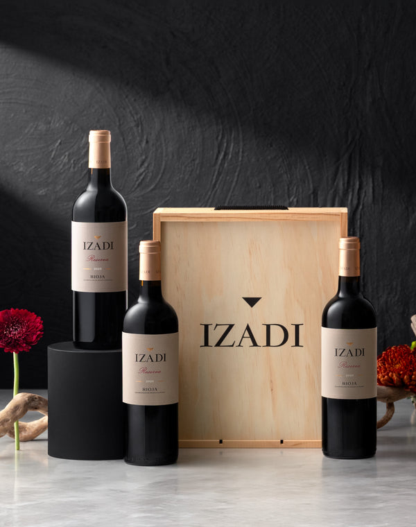 Estuche de madera con 3 Izadi Reserva