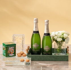 Bandeja de piel con 2 Segura Viudas Brut Reserva